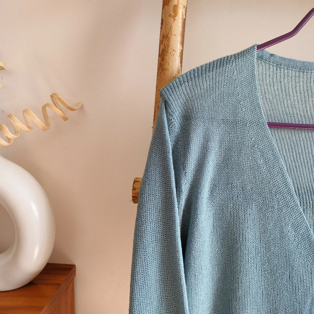 🎂 Bell Sleeve Light Blue Cardigan - Picture 3 of 15